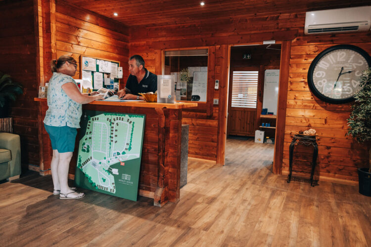 merley house reception with staff and guest