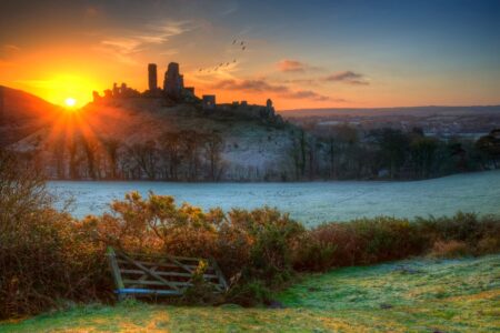 Corfe Castle festive season in Dorset